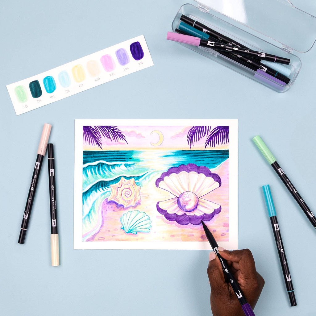 Dual Brush Pen Art Markers, Mermaids, 10-Pack
