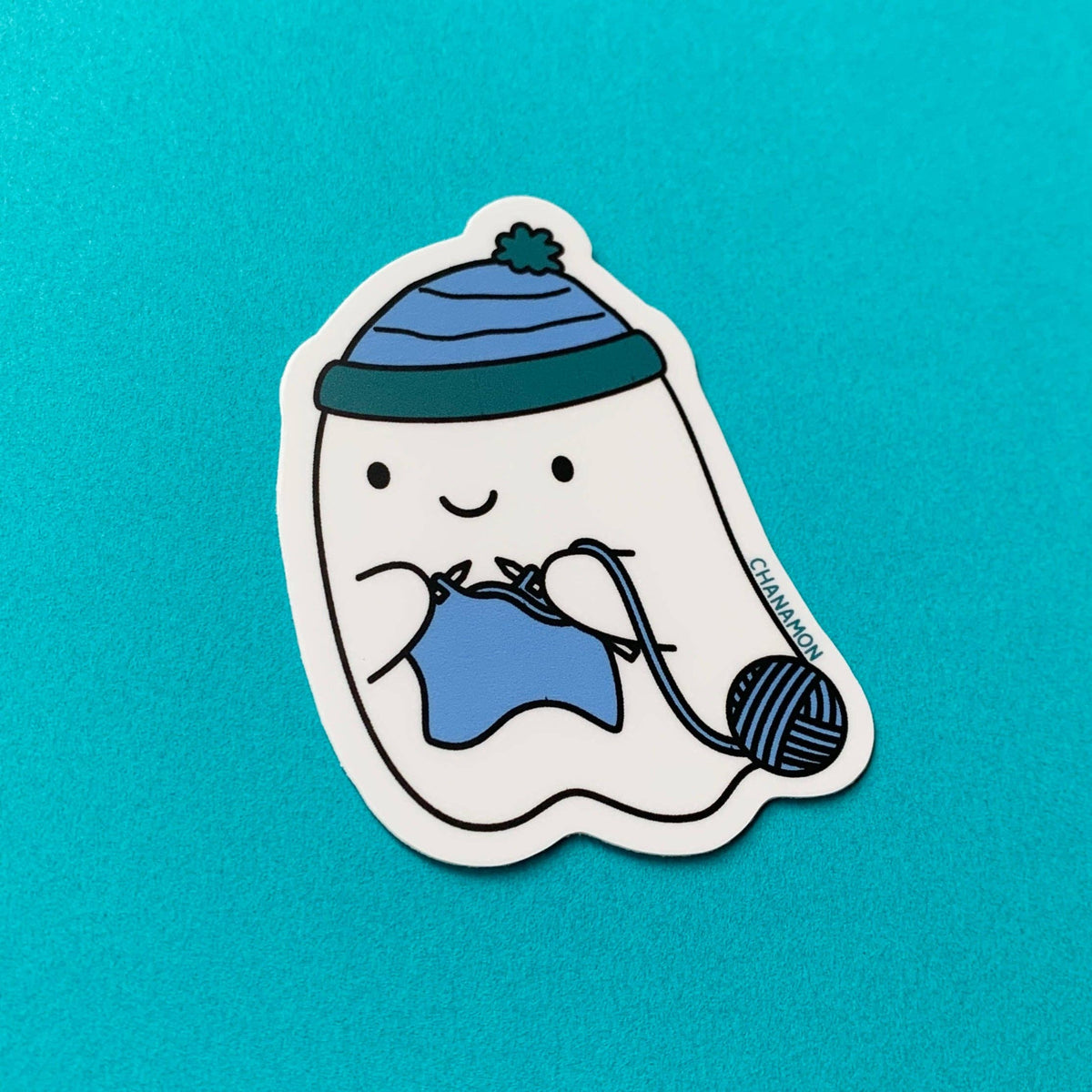 Knitting Ghost Sticker