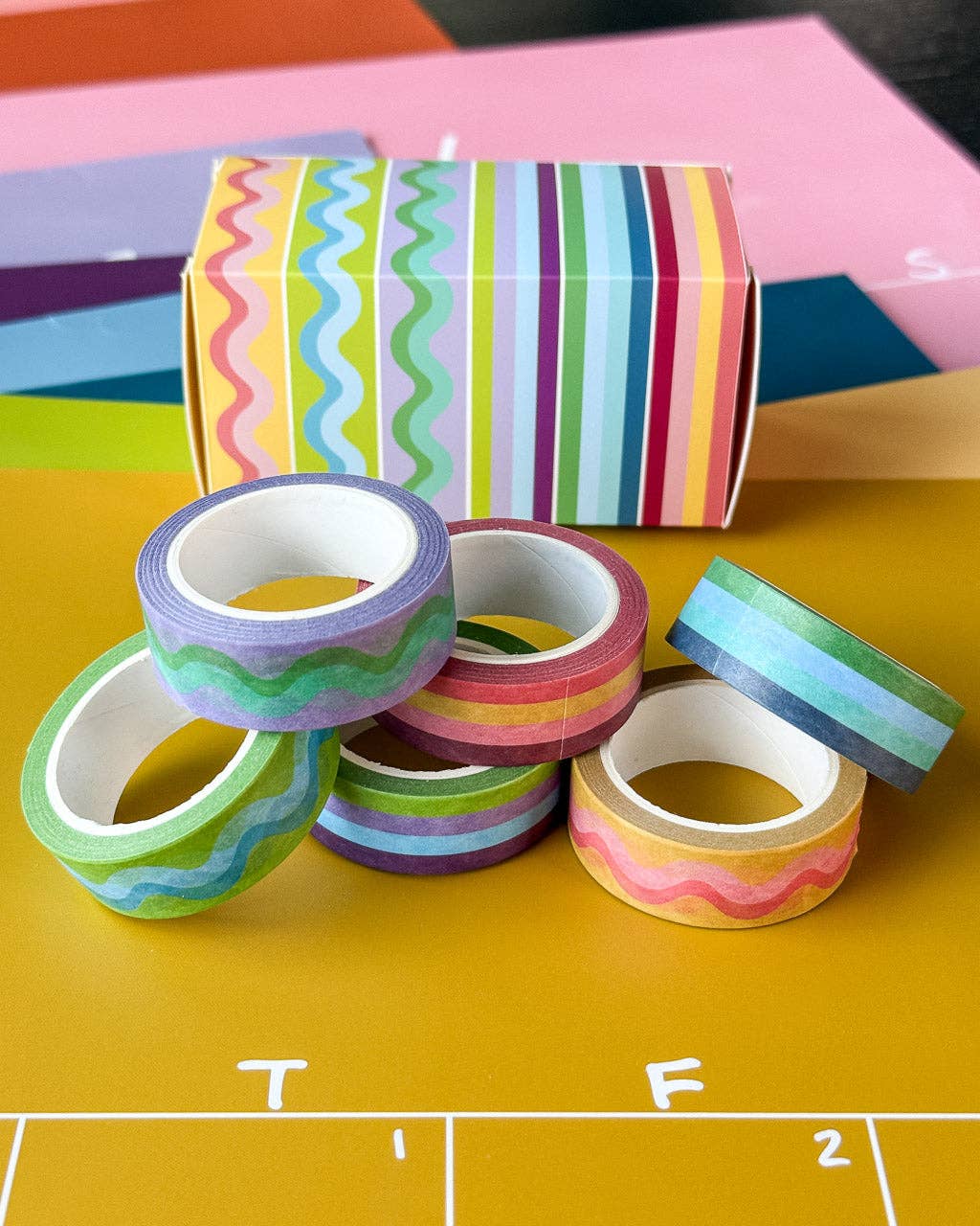 Colorful Squiggles & Stripes - Washi Tape- 15mm