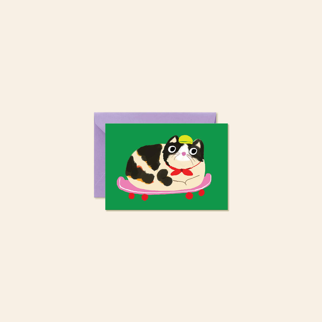 Cat Loaf Skateboard – Cute Cat Mini Note Card