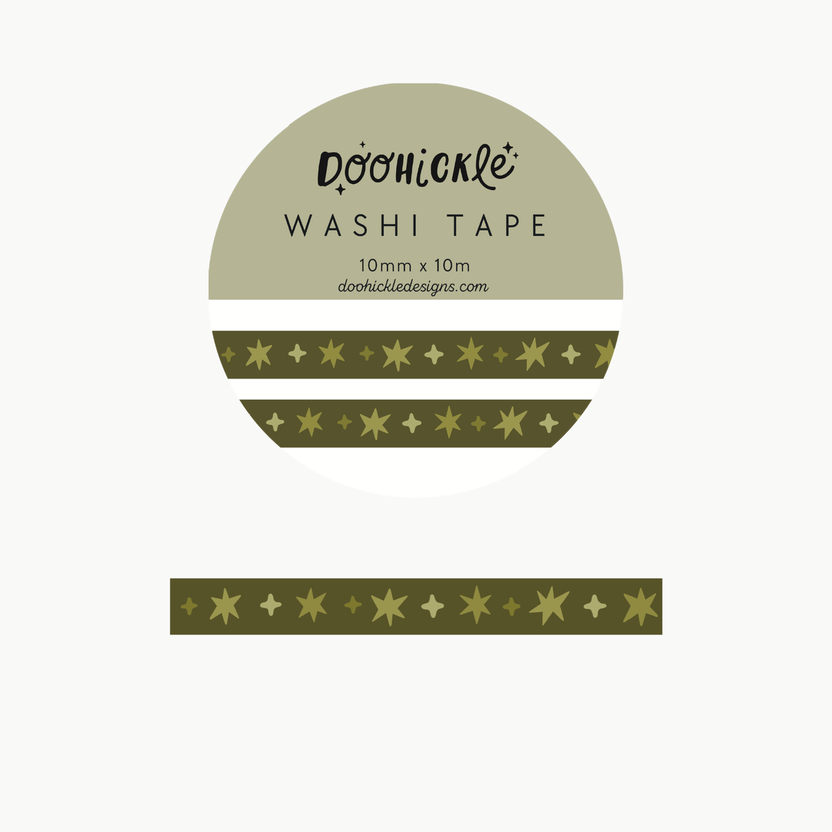 Forest Green Wonky Stars - Washi Tape - 10mm