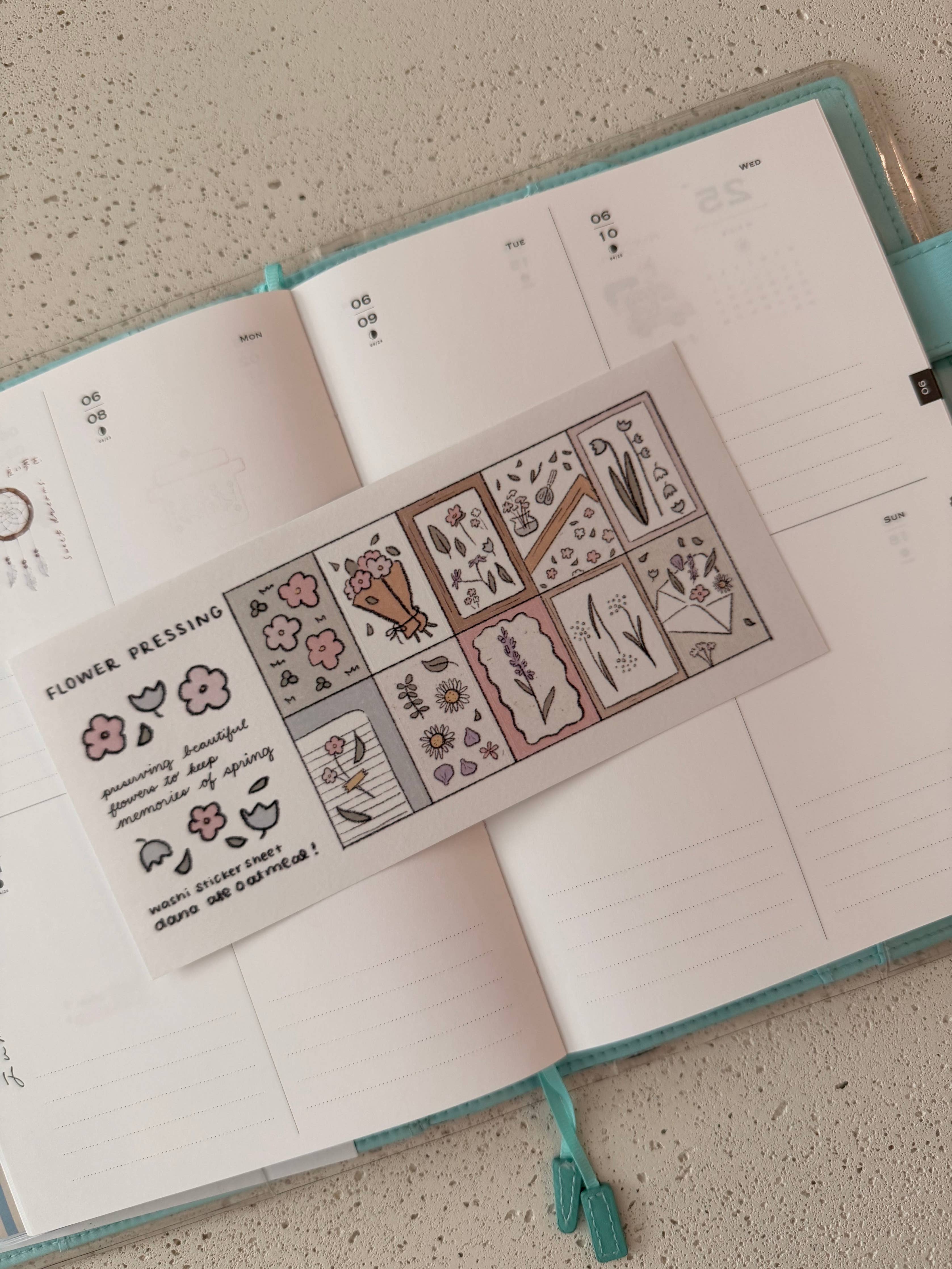 Flower pressing - washi sticker sheet