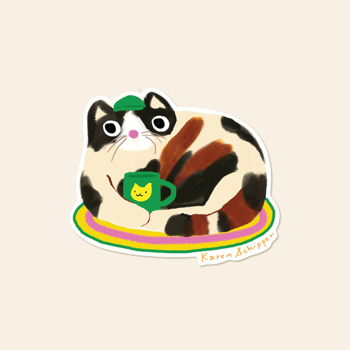 Coffee Cat Sticker – Cute Cat Coffee Vinyl Sticker