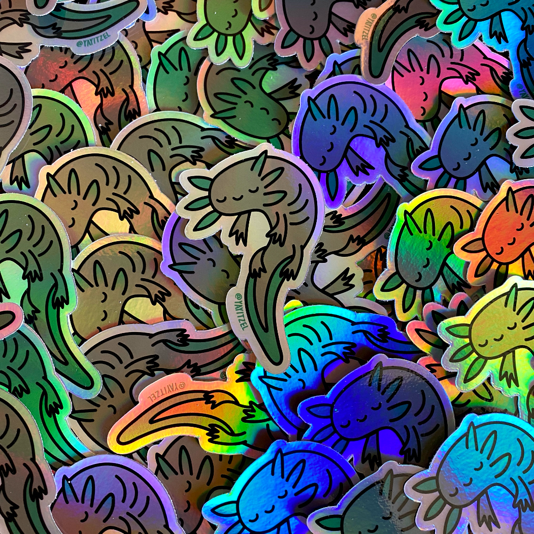 Holographic Axolotl Sticker