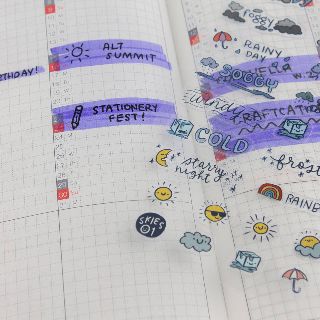 Skies 01-Clear Planner Sticker Sheet
