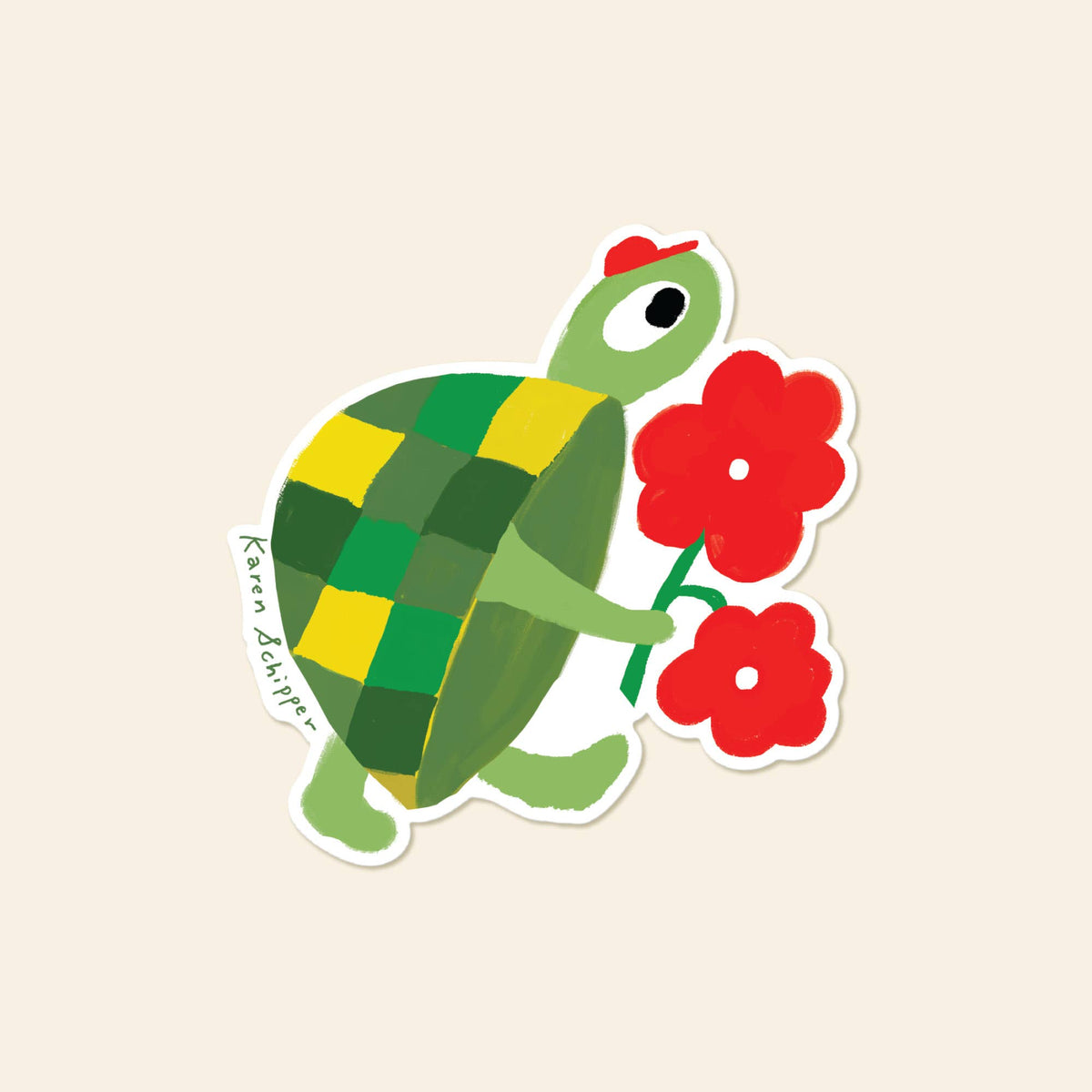 Turtle Flowers Vinyl Sticker – Cute Sticker