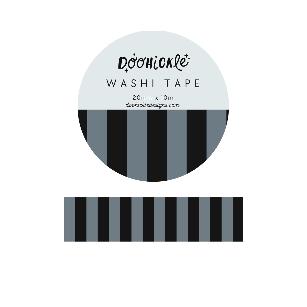 Black and Grey Stripe - Washi Tape - 20mm