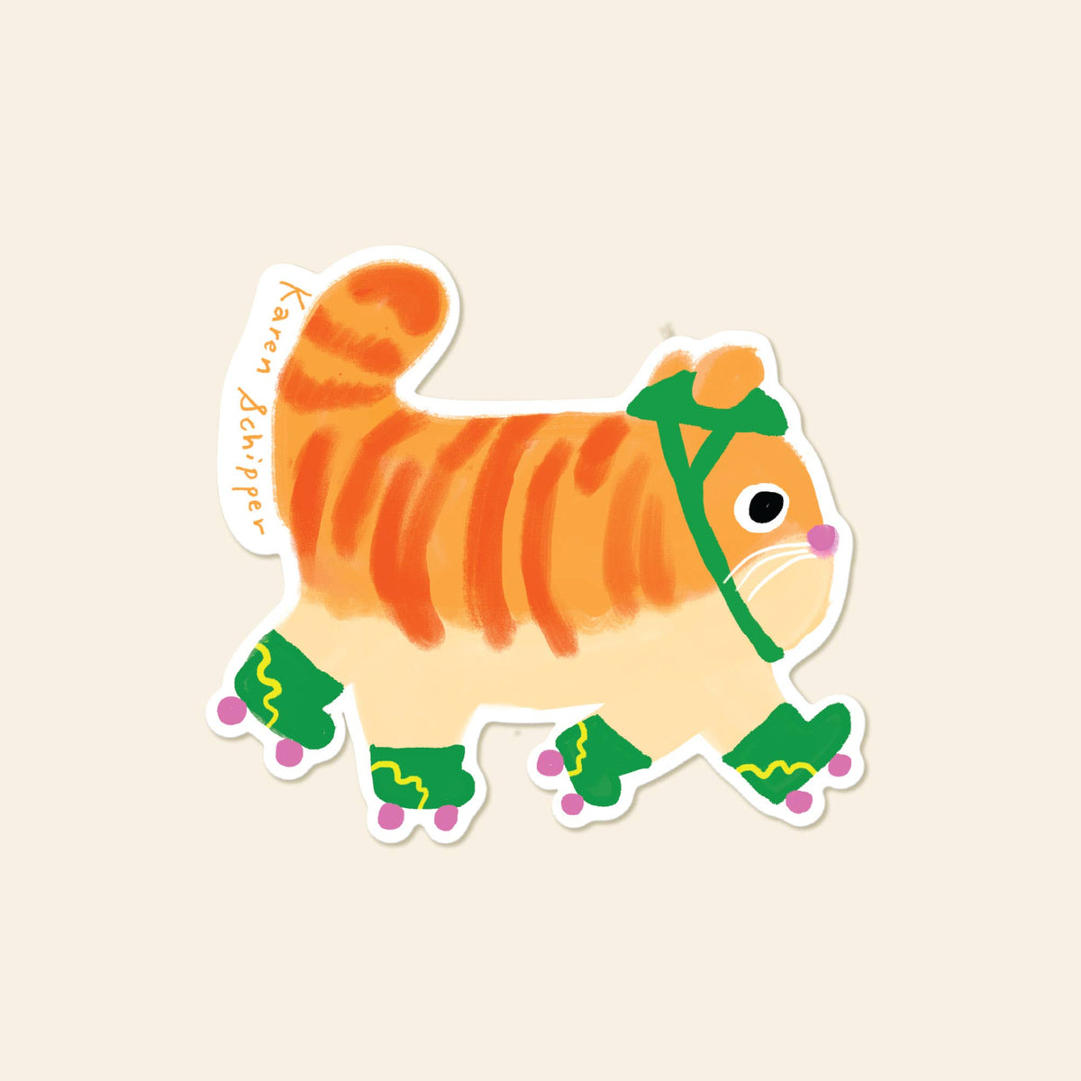 Roller Skate Cat Sticker - Cute Cat Lover Sticker
