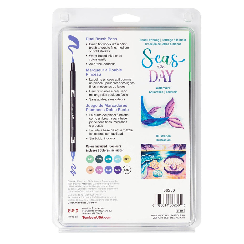 Dual Brush Pen Art Markers, Mermaids, 10-Pack