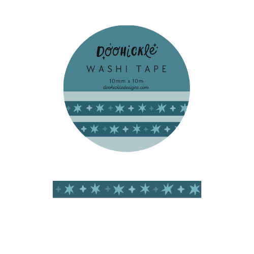 Aqua Blue Wonky Stars - Washi Tape - 10mm
