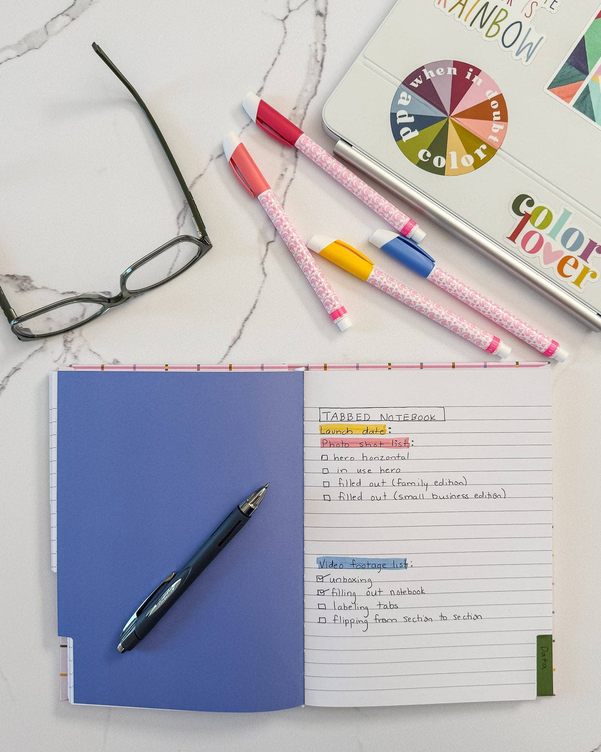 Colorful Tabbed Notebook