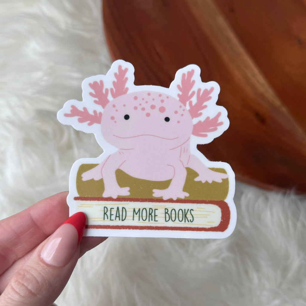 Read More Books Cute Axolotl Sticker
