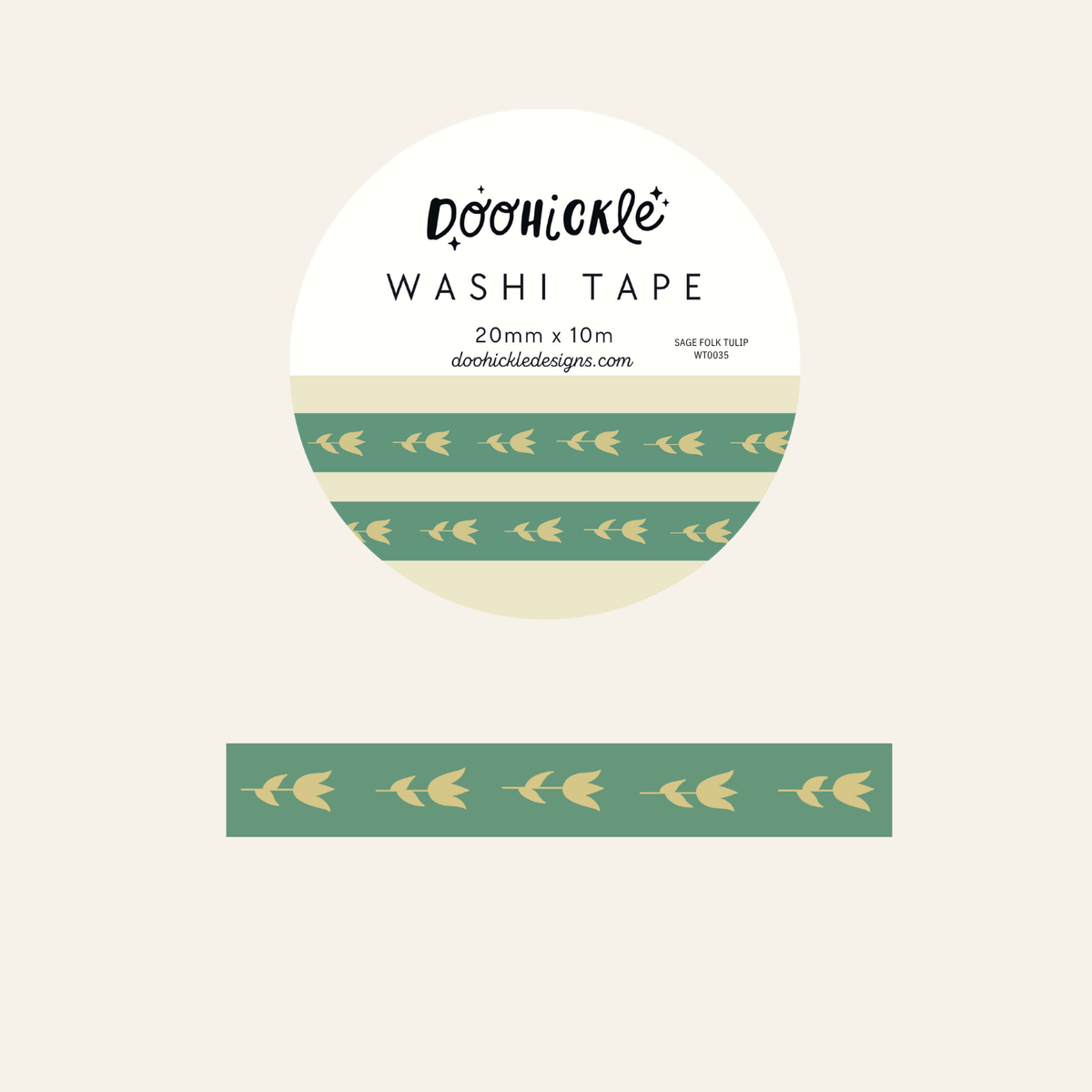 Sage Folk Tulip - Washi Tape - 10mm