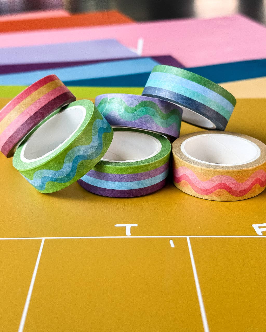 Colorful Squiggles & Stripes - Washi Tape- 15mm