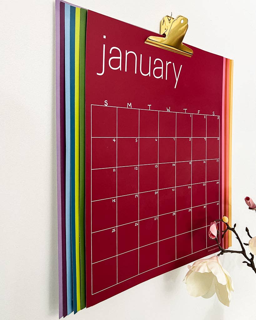 Reusable Large Wall Calendar in Rainbow | 16 x 20 inches