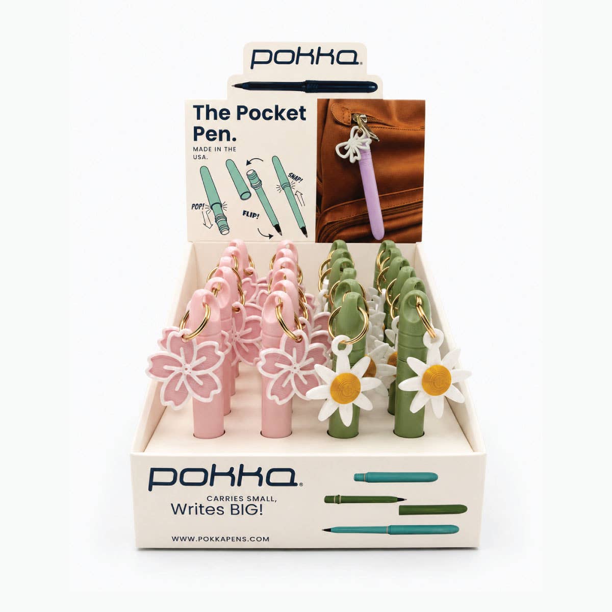 Pokka® Keyring Pen 24pc Display - Cherry Blossom/Daisy Charm