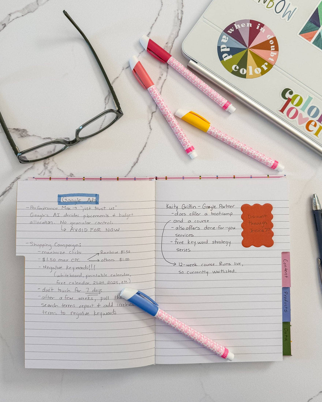 Colorful Tabbed Notebook