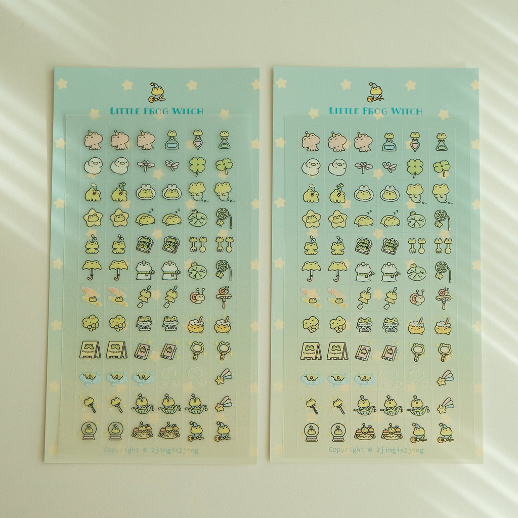 Little Frog Witch Sticker Sheet (little square)