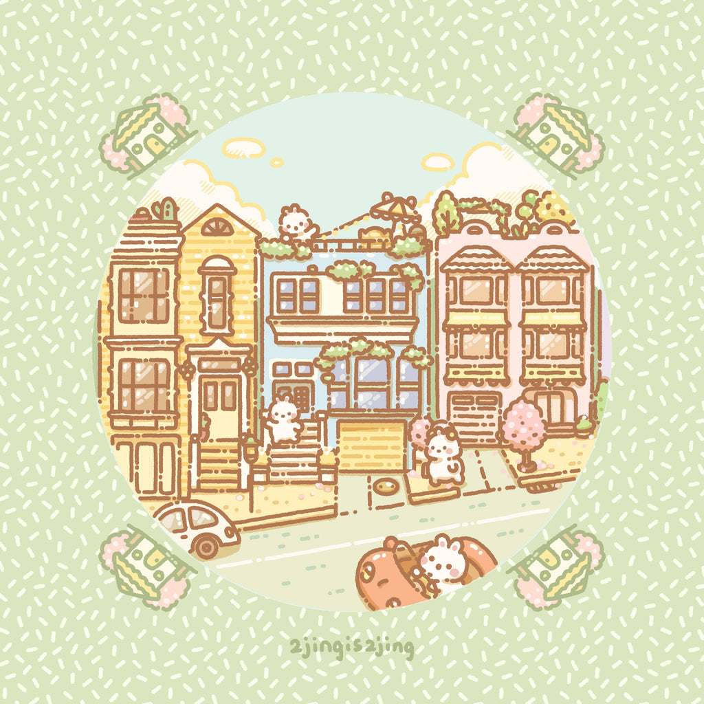 Colorful Houses in SF Art Print (Standard size or Mini size)