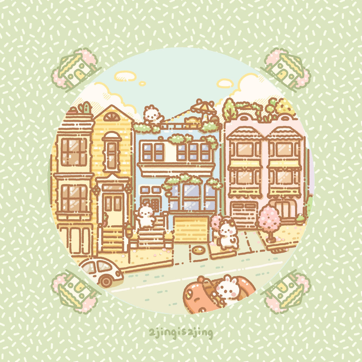 Colorful Houses in SF Art Print (Standard size or Mini size)