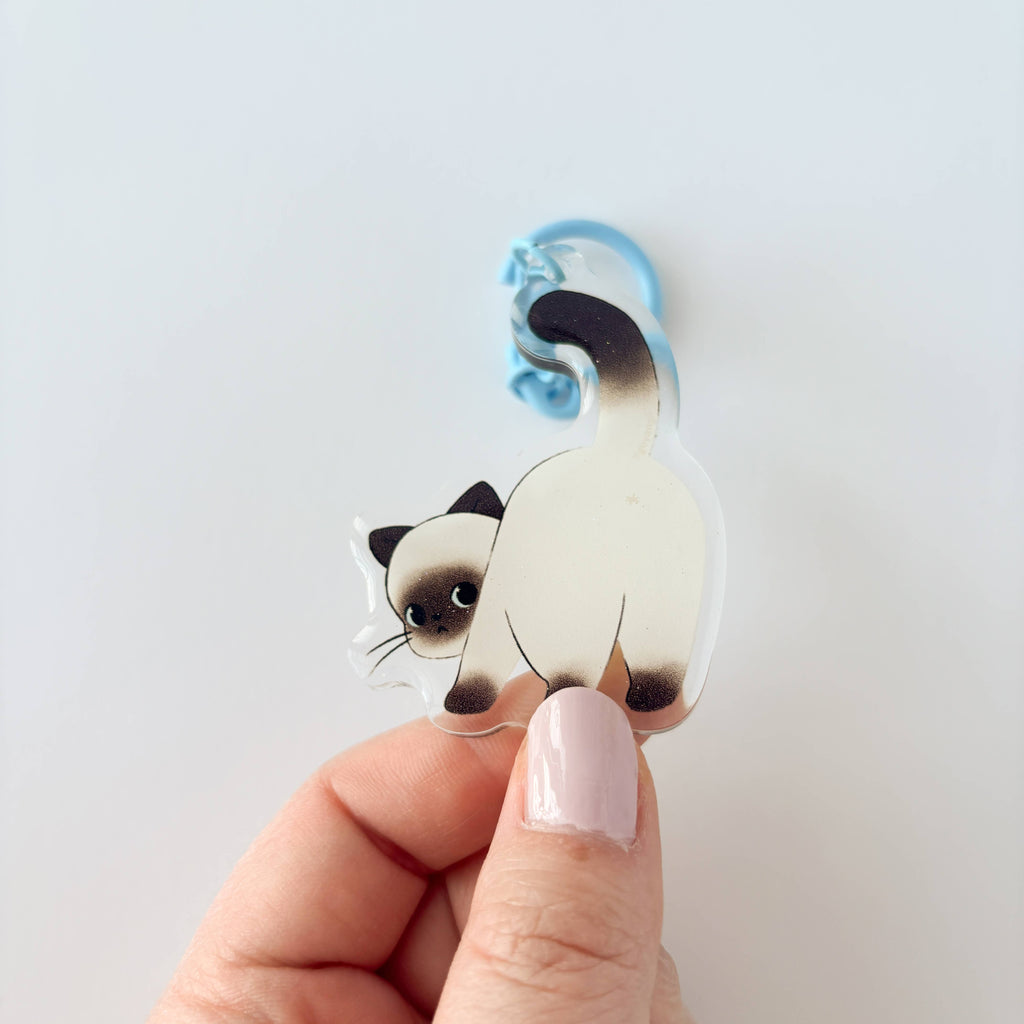 Cheeky Siamese Glitter Acrylic Keychain
