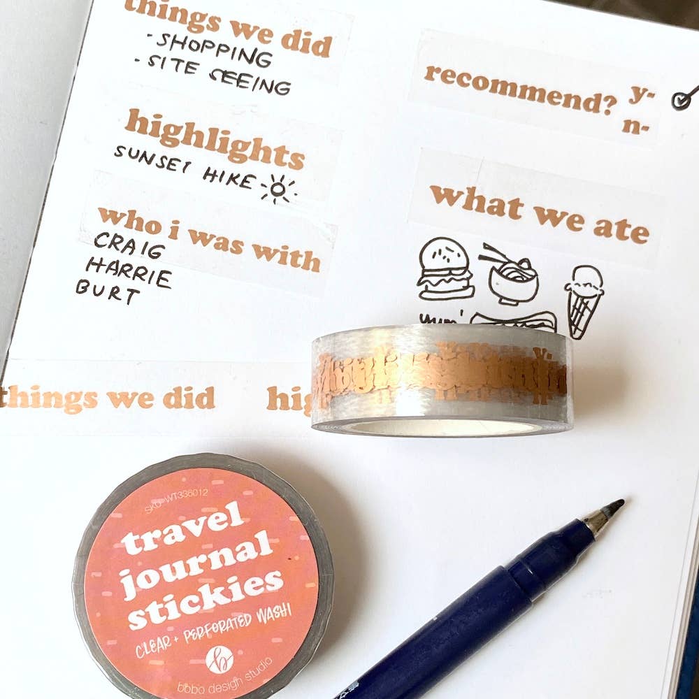 Travel Journal Stickies - Clear Washi Tape - Perforated