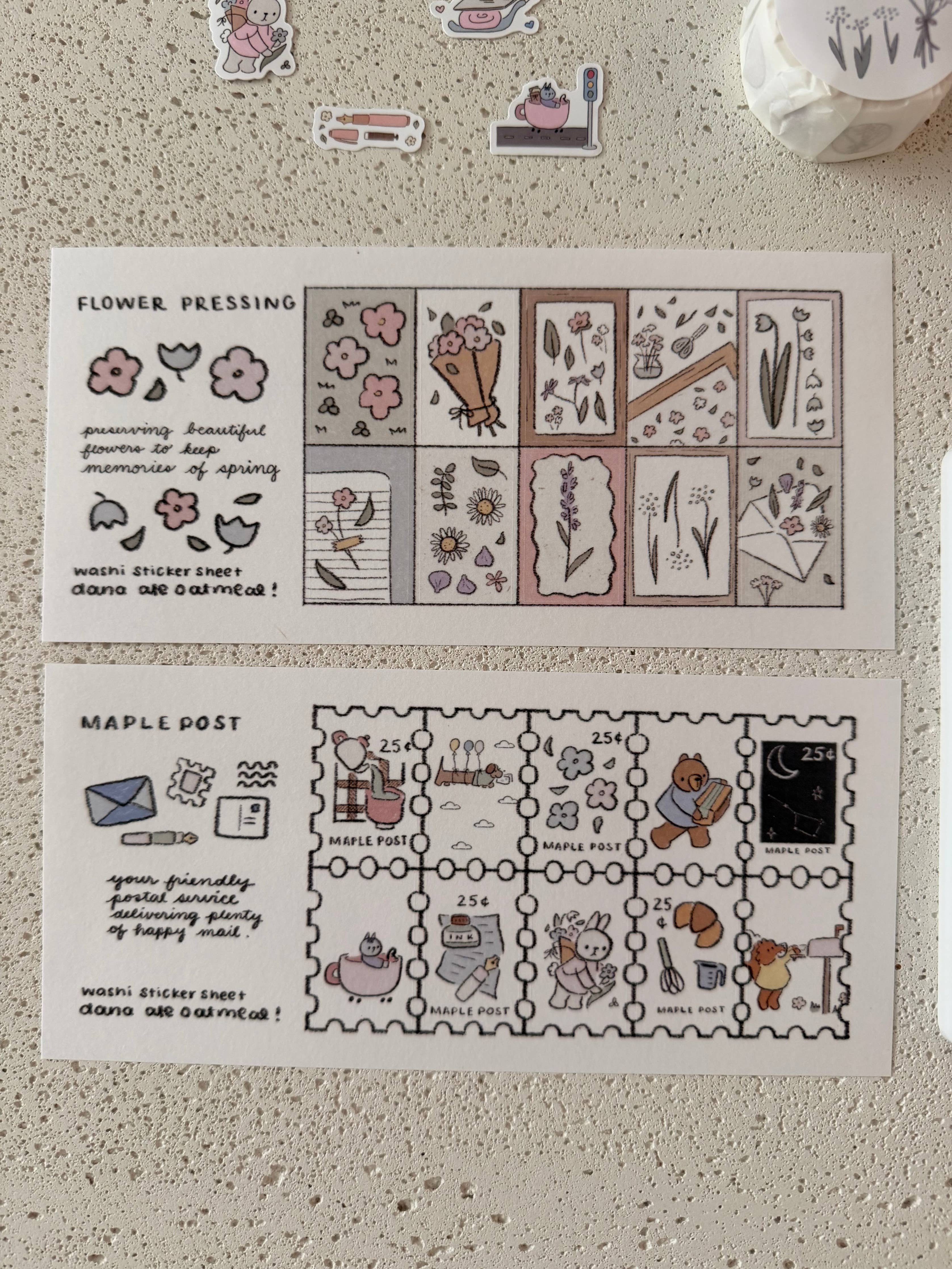 Flower pressing - washi sticker sheet