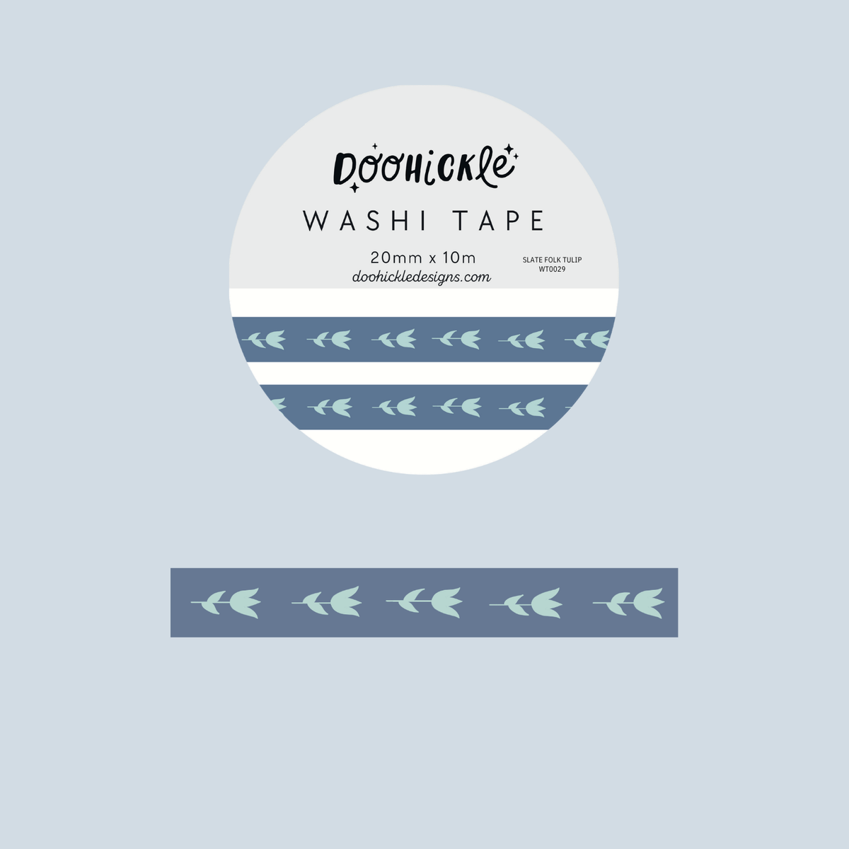 Slate Folk Tulip - Washi Tape - 10mm
