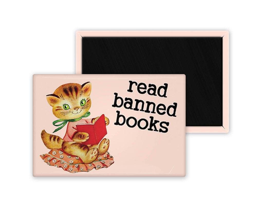 Read Banned Books Cat Rectangle Magnet