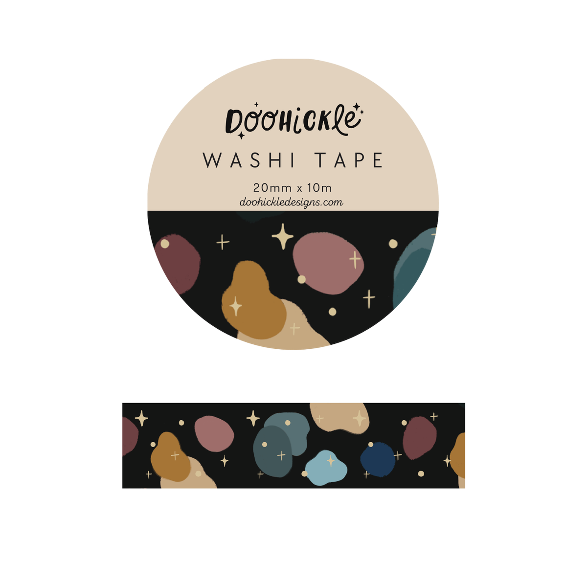 Color Splotch with Gold Foil Stars - Washi Tape - 20mm