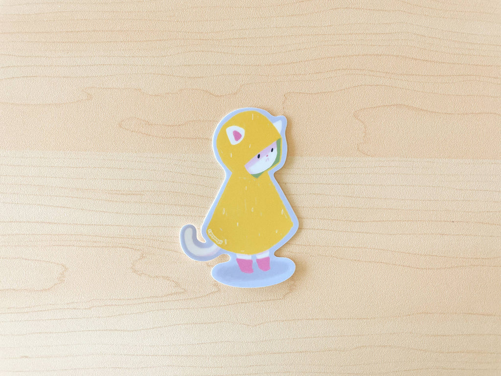 Rainy Cat Waterproof Vinyl Sticker