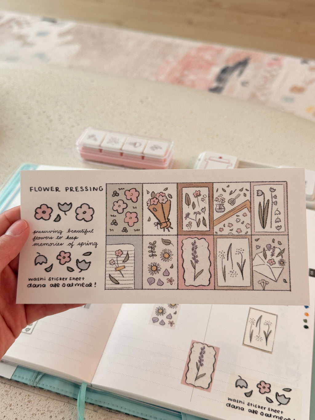 Flower pressing - washi sticker sheet
