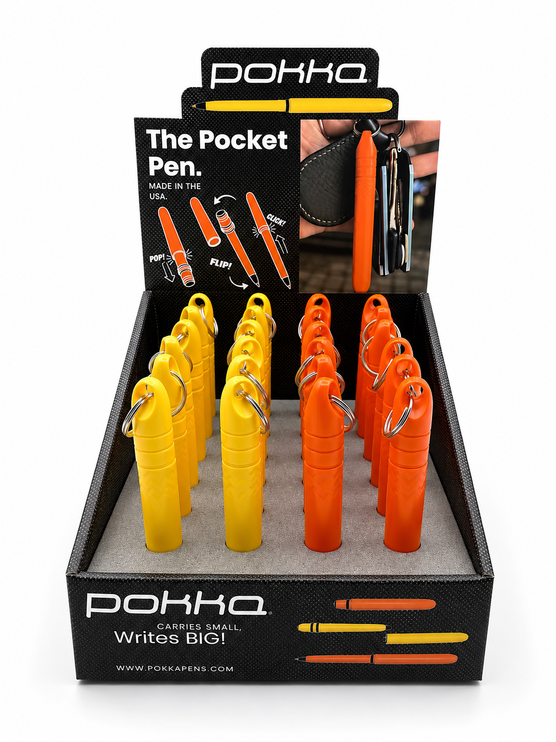 Pokka® Keyring Pen 24pc Display Blaze Orange/Safety Yellow