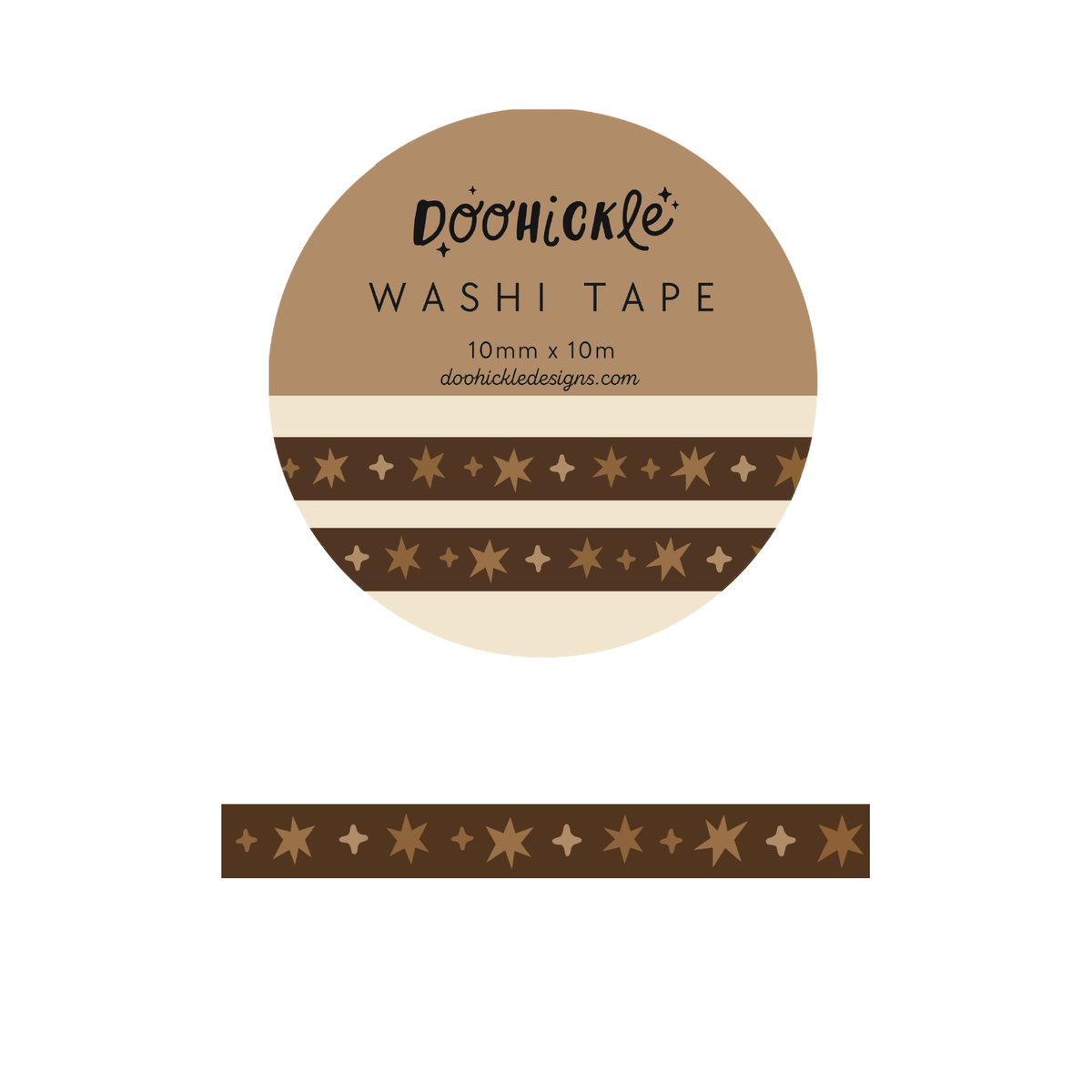 Mocha Brown Wonky Stars Small - Washi Tape - 10mm