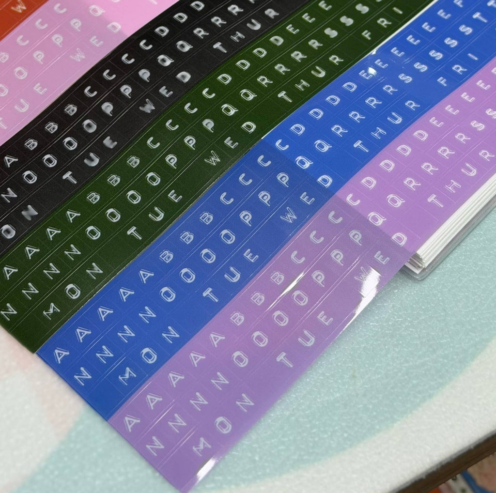 Embossed Letters Kiss Cut PET Tape - Black and Green