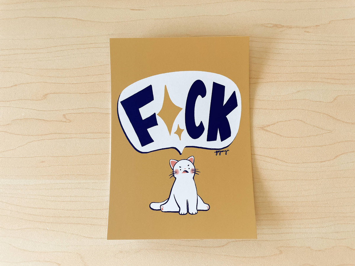 Smol Cat Big FCK Mini Print / Postcard