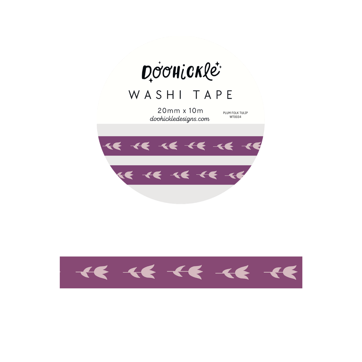 Plum Folk Tulip - Washi Tape - 10mm