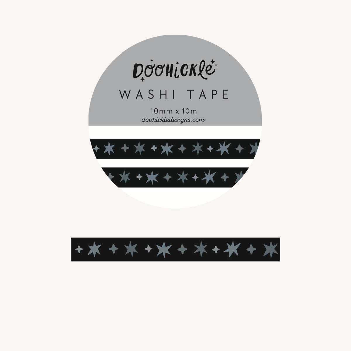 Noir Wonky Stars Small - Washi Tape - 10mm