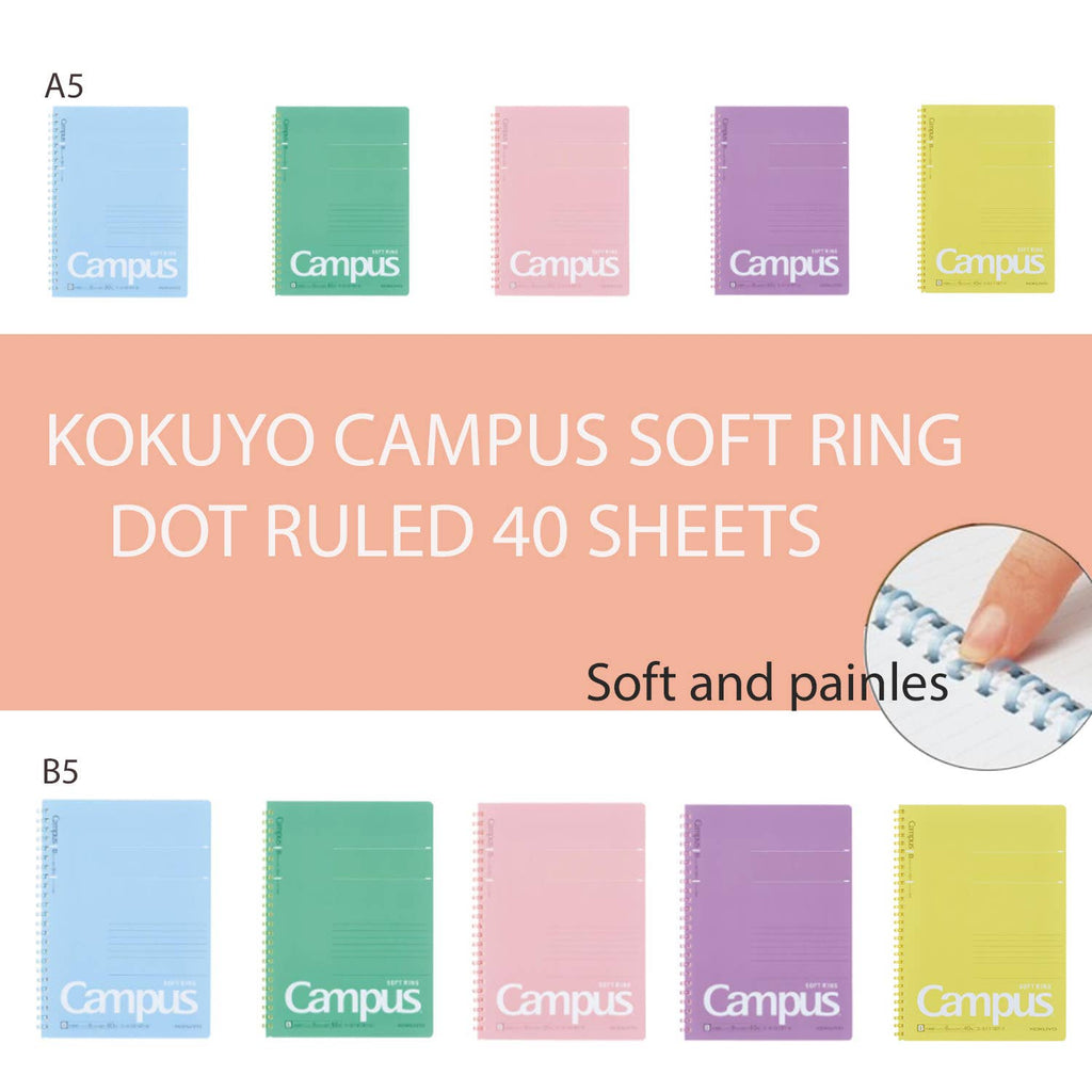 KOKUYO CAMPUS SOFTRING DOT RULED 40 SHEET NOTEBOOK