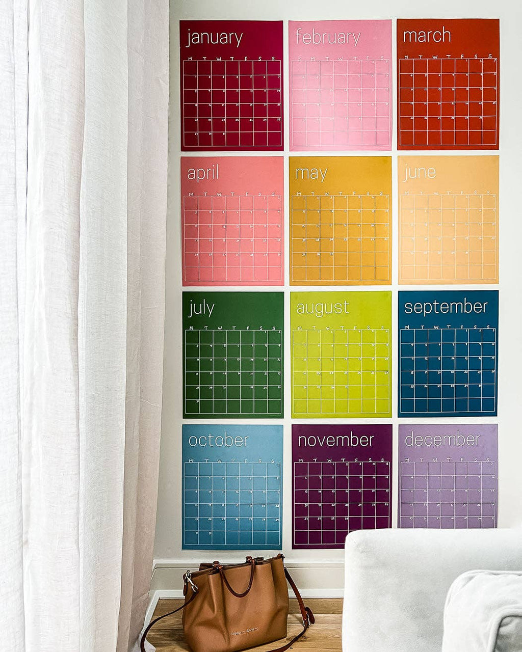 Reusable Large Wall Calendar in Rainbow | 16 x 20 inches