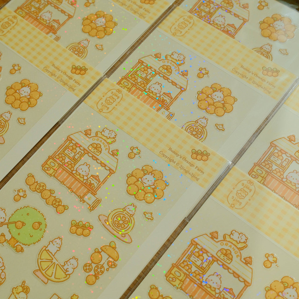 Bunny's Fruit Farm Sticker Sheet - Orange Farm