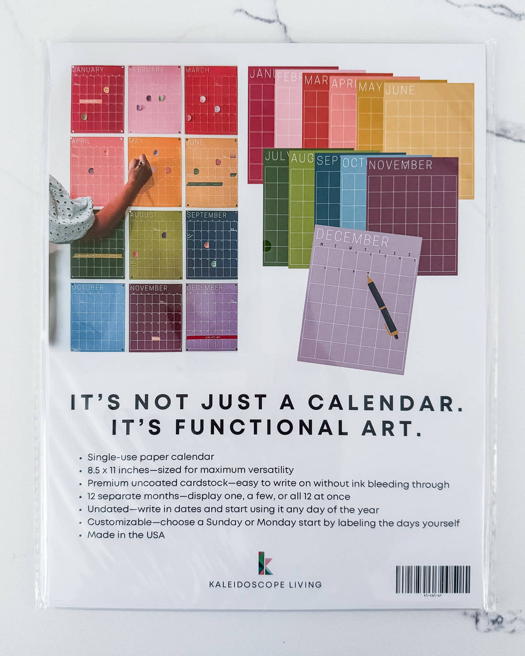 Single-Use Small Rainbow Wall Calendar | 8.5 x 11 inches | Undated