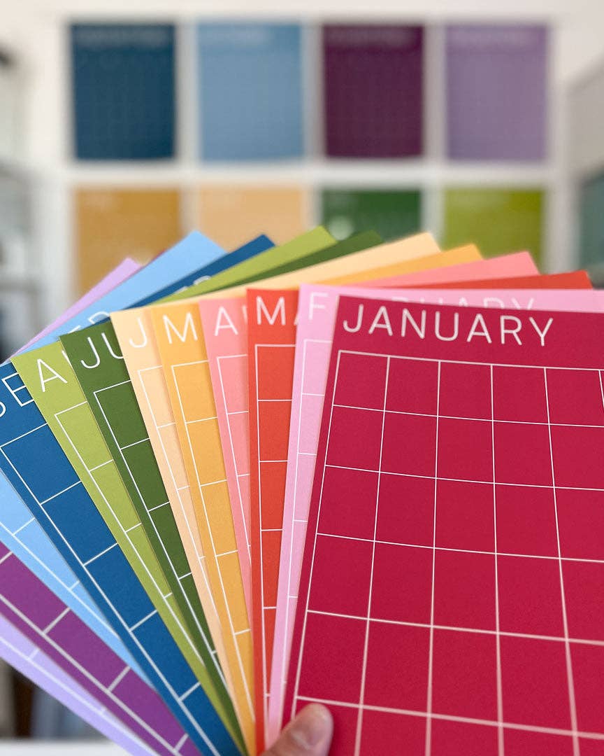 Single-Use Small Rainbow Wall Calendar | 8.5 x 11 inches | Undated