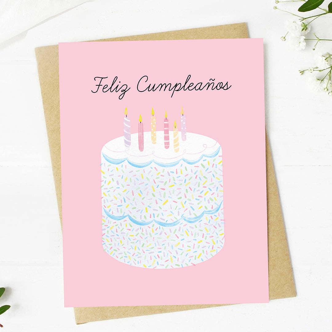 Feliz Cumpleaños Elegant Cake Spanish Birthday Card
