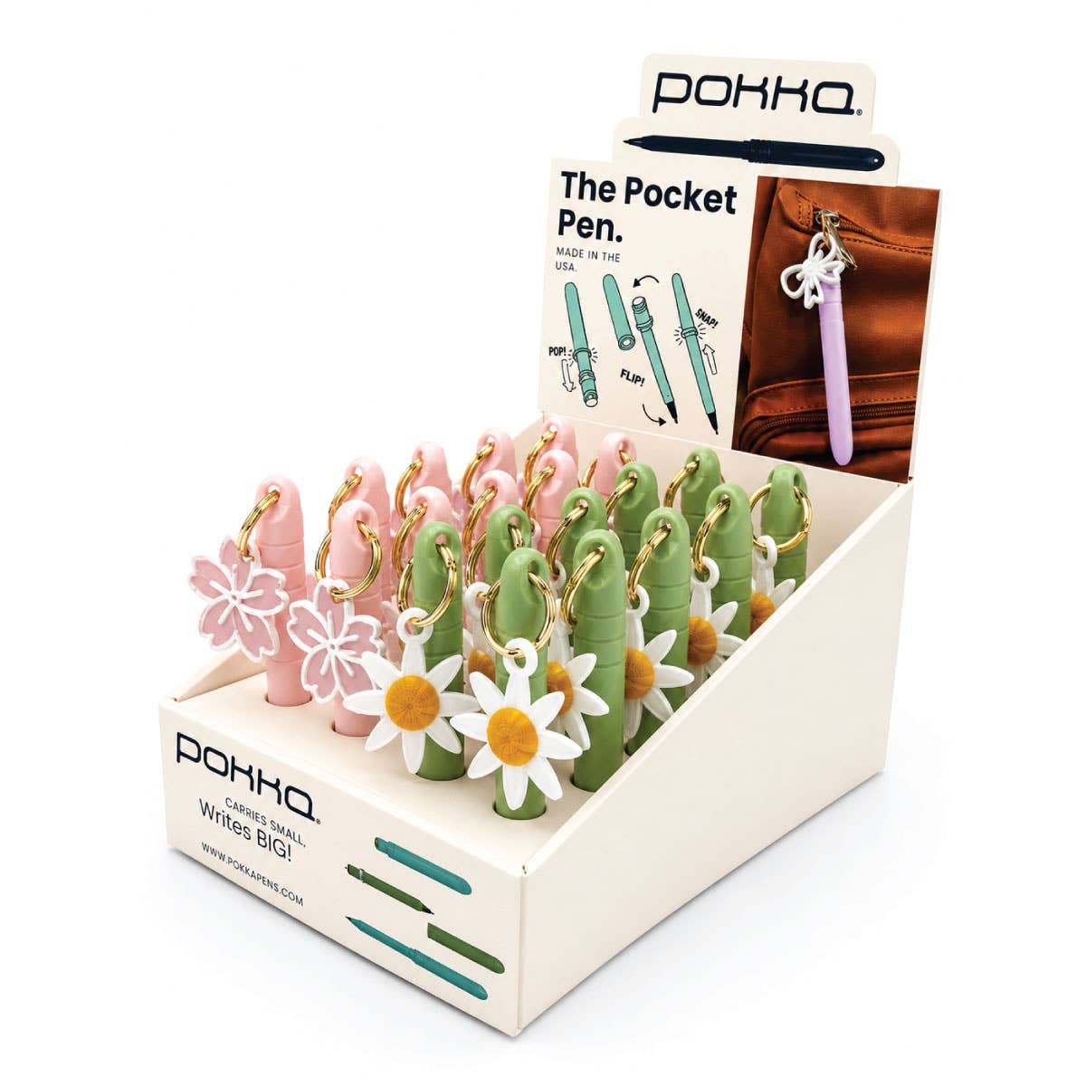 Pokka® Keyring Pen 24pc Display - Cherry Blossom/Daisy Charm
