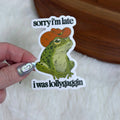 Sorry I'm Late I Was Lollygaggin Cowboy Frog Sticker