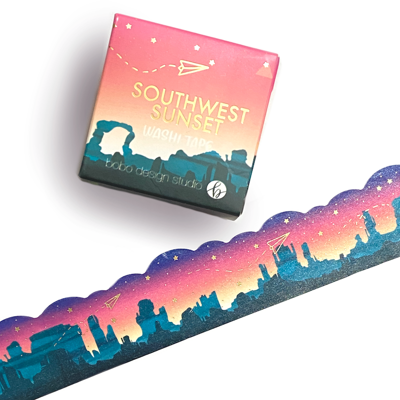 Southwest Sunset - Gold Foil Cloud Cut - Washi Tape - 1"