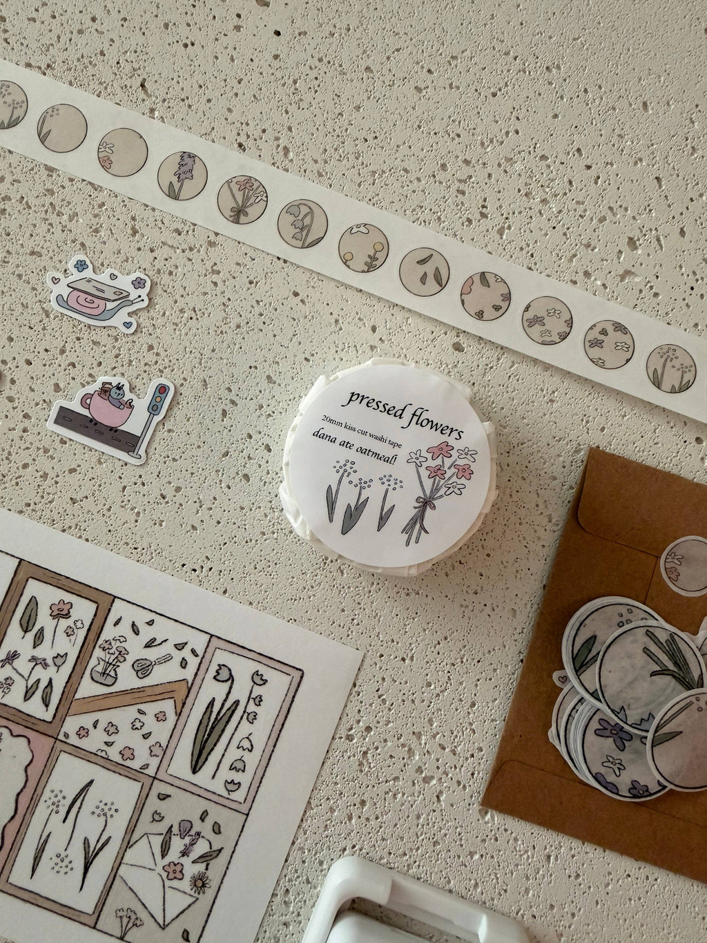 Pressed flowers - kiss cut - 20mm washi tape