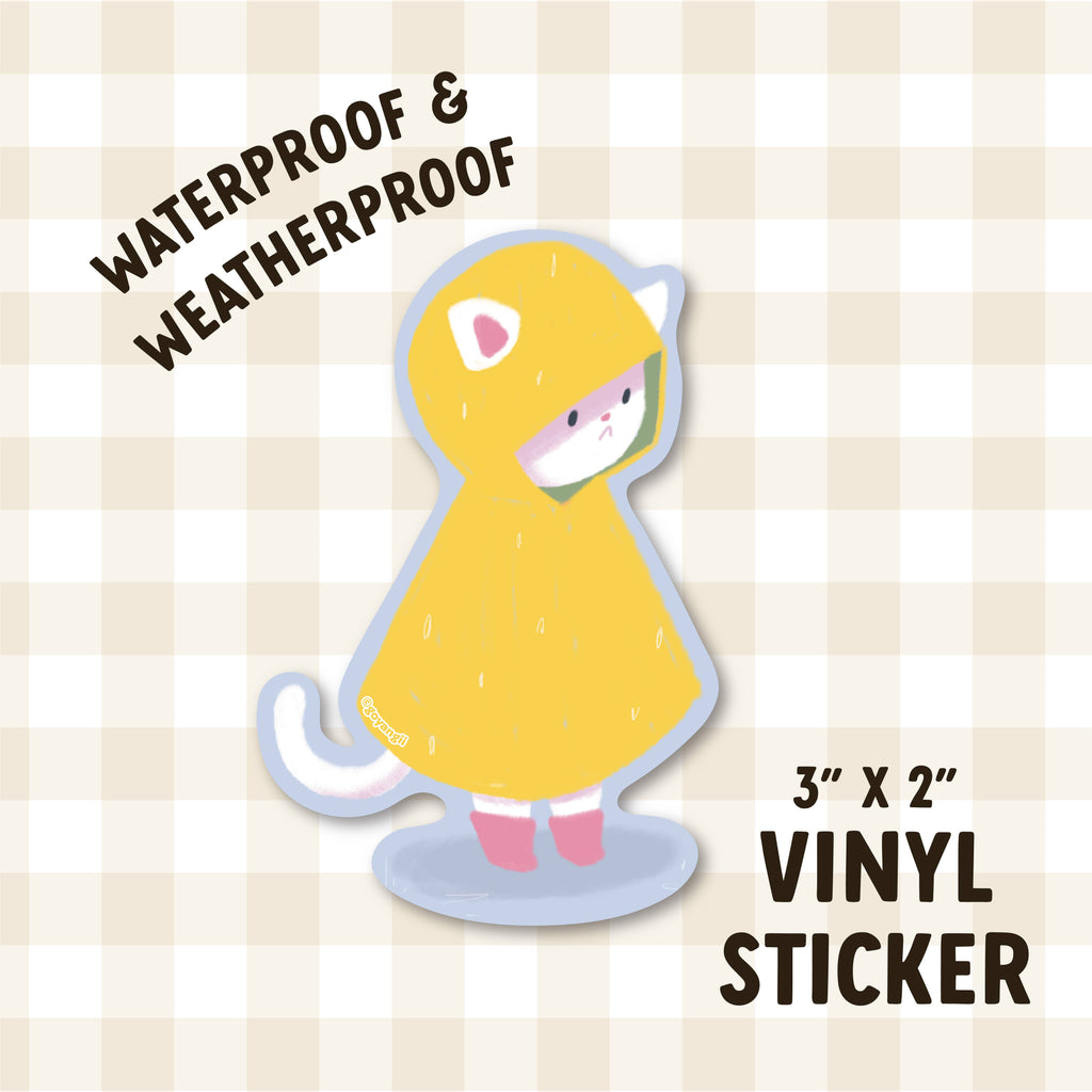 Rainy Cat Waterproof Vinyl Sticker