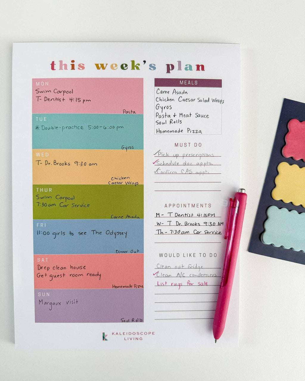 Colorful Weekly Planner Notepad